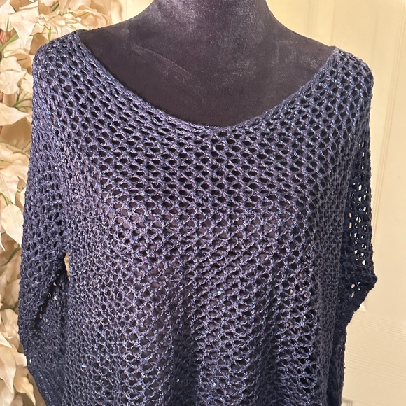 Boston Proper Blue Sequin Tunic Sweater Mesh Cover Size XXS/XS - Picture 12 of 14